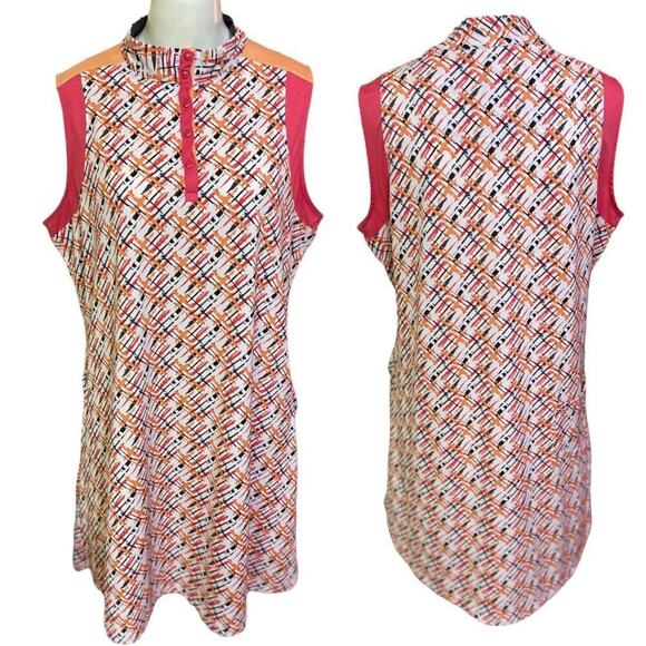 Sport Haley Activewear Abstract Lines Sleeveless Mock Necklines Dress Sz XL - Picture 1 of 9